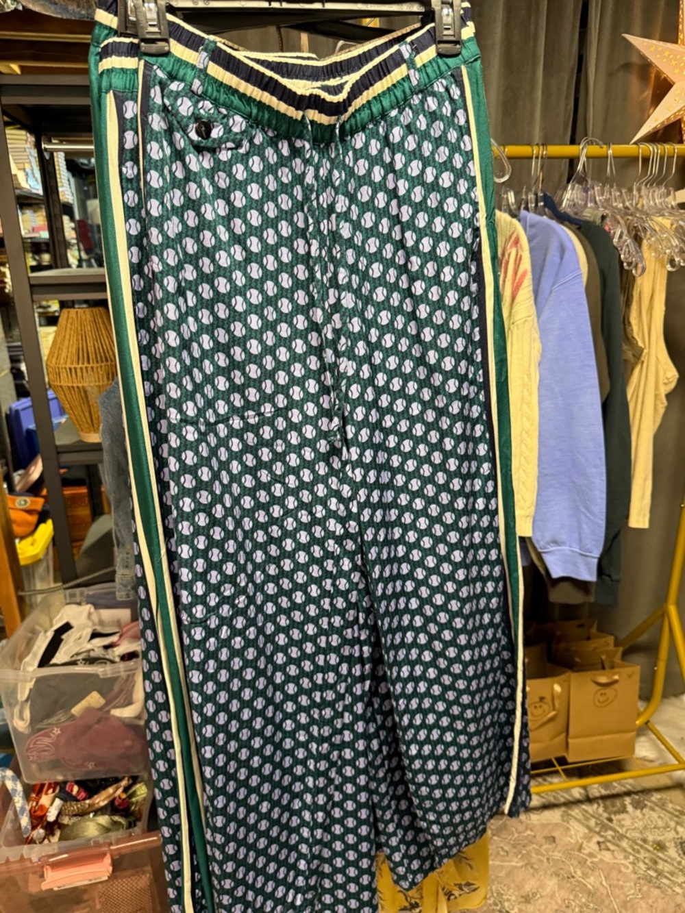 NWOT Maeve Anthropologie Tennis Ball Print Pull-On Track Pants - Picture 5 of 9